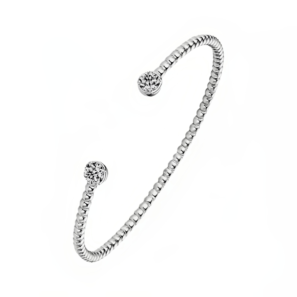 Sterling Silver 1ct Moissanite Diamond Beaded Cuff Bracelet